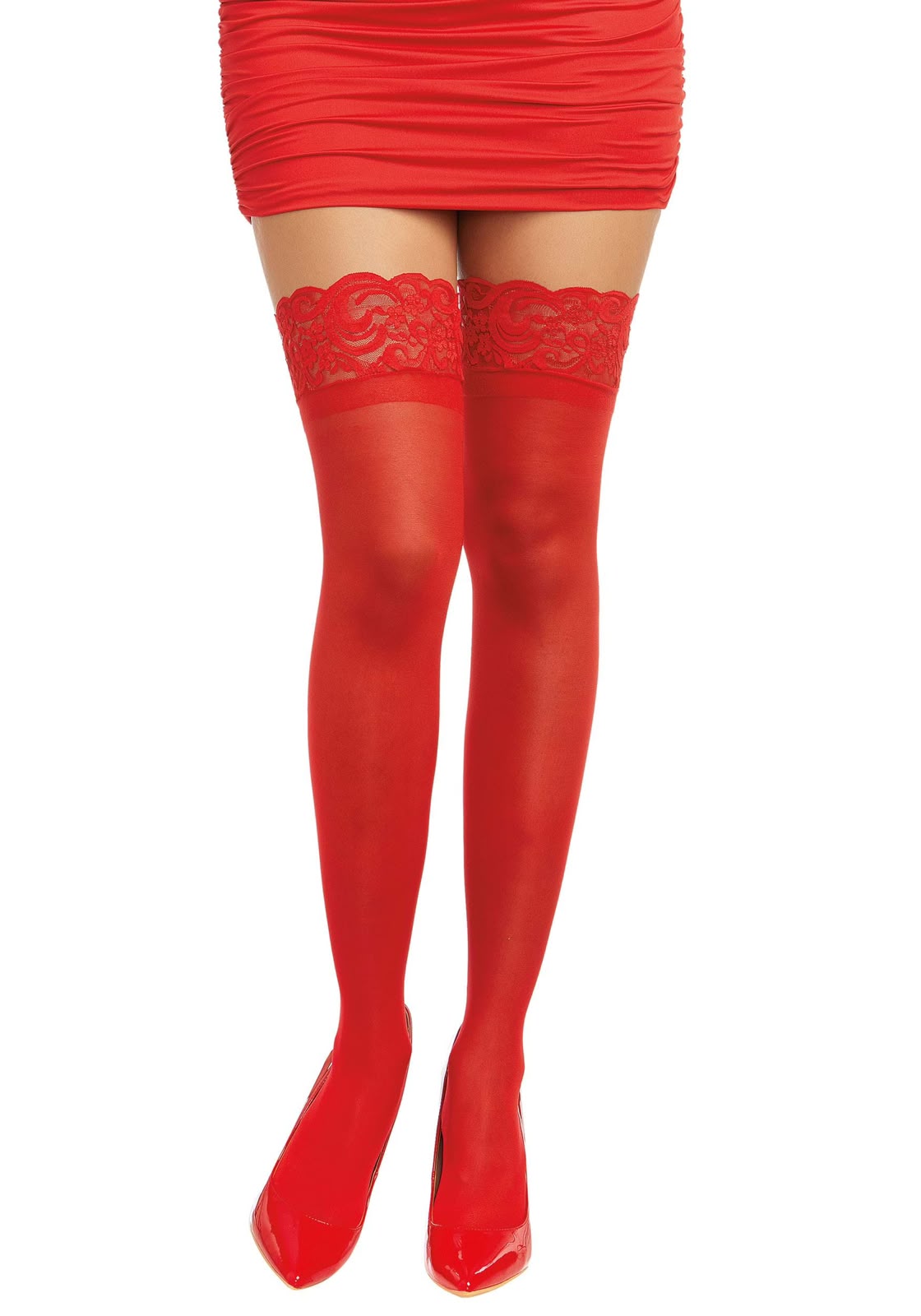 Women's Sheer Lace Top Hold-Up Thigh High Stockings