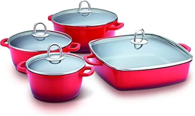 Lamart Ceramic Cookware Set K16202428 8KS (8-piece set K16202428, red color) color option