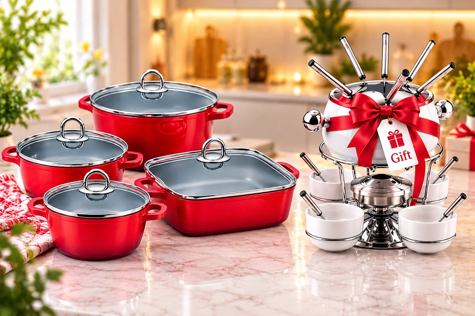 Lamart Ceramic Cookware Set K16202428 8KS (8-piece set K16202428, red color) +GIFT color option