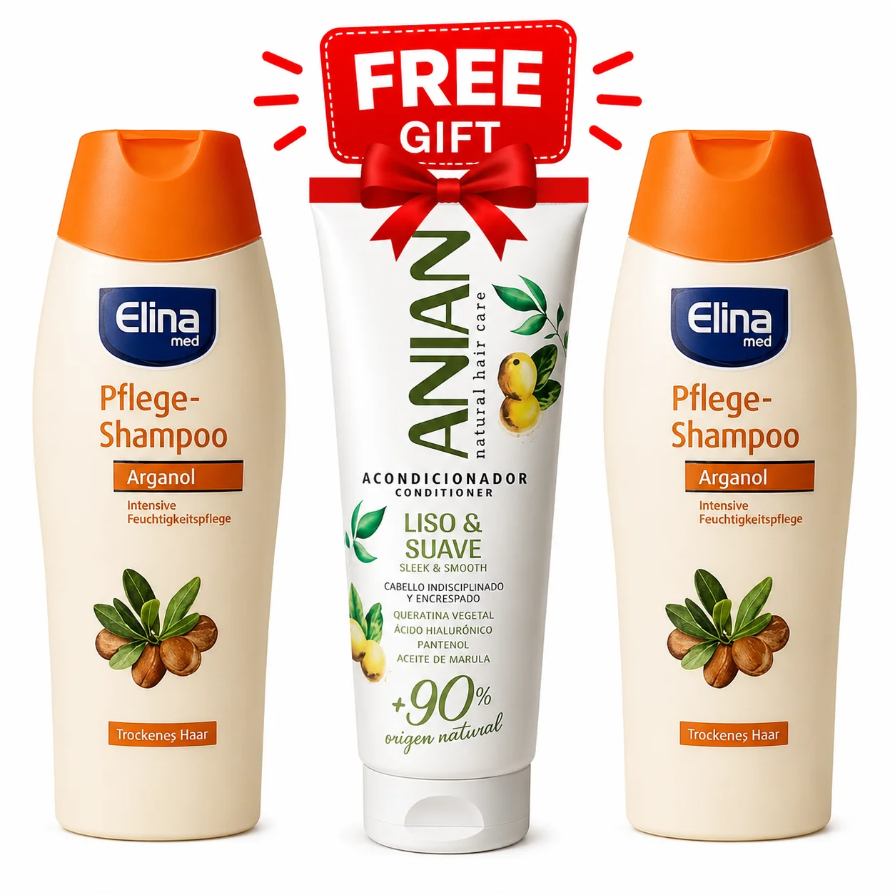 Elina med Hair Care - 2 Piece Set - Argan Shampoo With Free Spanish Hair Conditioner