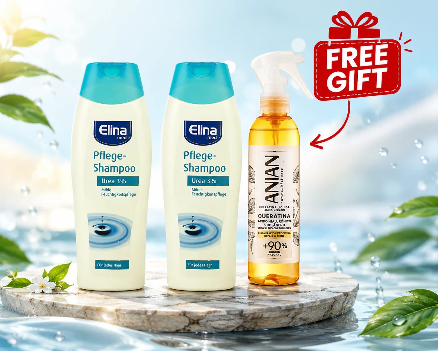 Elina med Hair & Scalp Care 2 Piece Set - 3% Urea Shampoo With Free Hair Spray