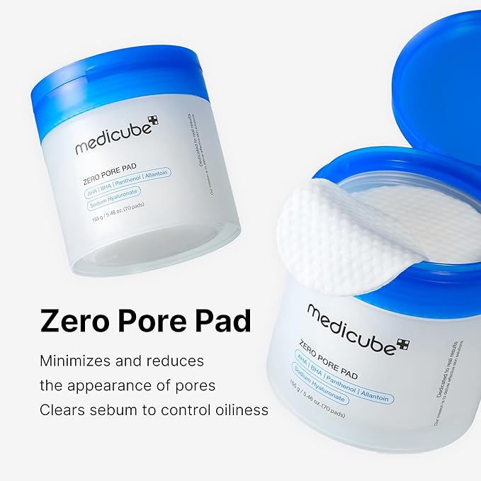 مێدیکیوب پادی تۆنەری پیلینگ + Zero Pore Pad 2.0 دوو ڕوو بە AHA/BHA + 70 دانە