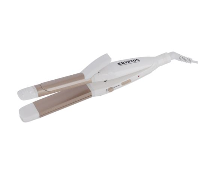 Krypton 3-in-1 Hair Styler + Straightener, Curler & Waver + 360° Swivel Cord + White & Gold