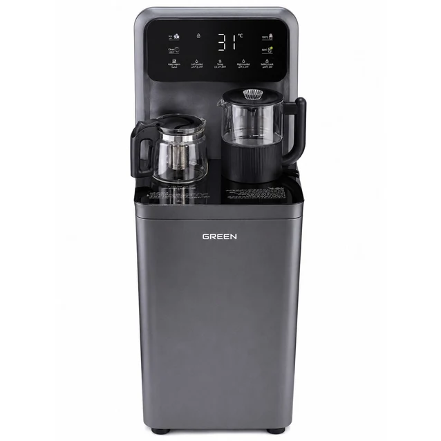 GREEN GTM-WDILC2500DS Water Dispenser with Tea & Coffee Maker – Digital Display – Gray