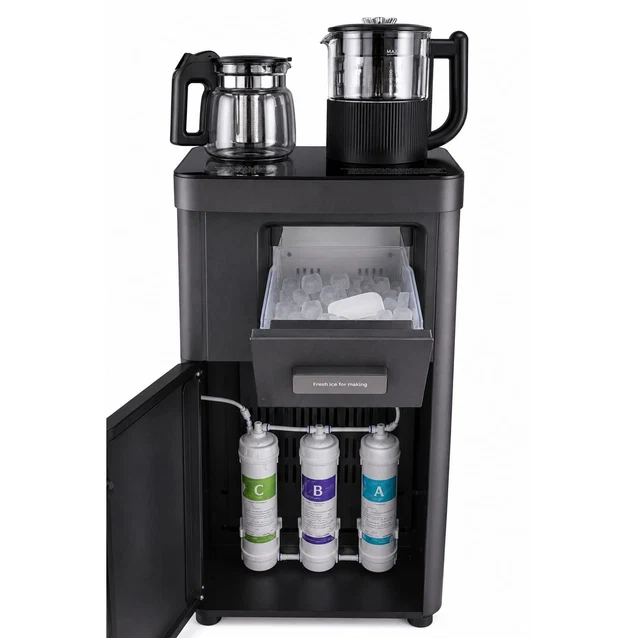 GREEN GTM-WDILC2500DS Water Dispenser with Tea & Coffee Maker – Digital Display – Gray