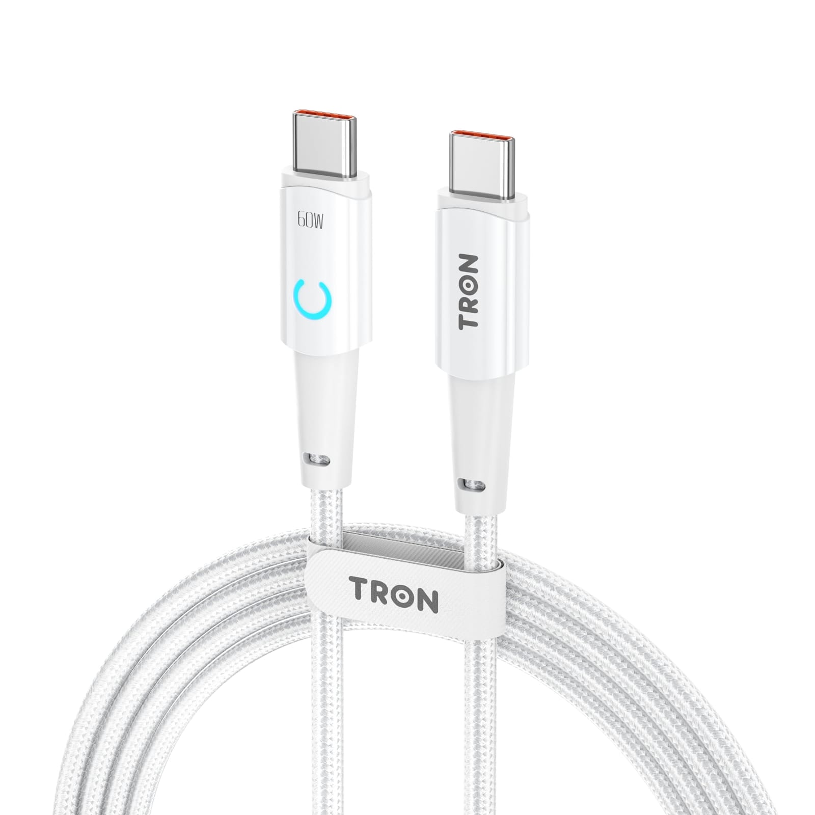 TRON USB-C to USB-C Fast Charging Cable – 60W – 6ft – White color option