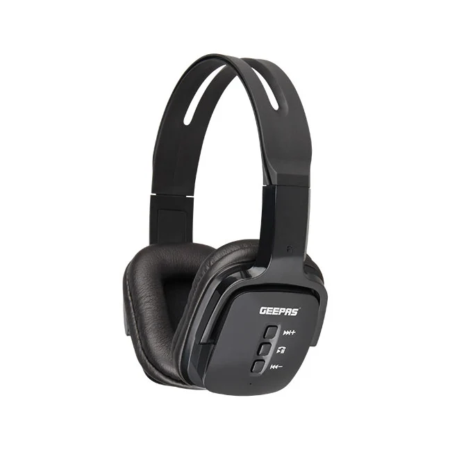 Geepas GHP4702 هێدفۆنی بلوتوس – بە وایەر و بێ وایەر، دەنگی HD، باتری تا 10 کاتژمێر، مایکی ناوخۆ و ڕادیۆی FM – ڕەش color option