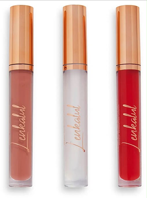 Revolution Lip Gloss Set - Clear, Red & Beige