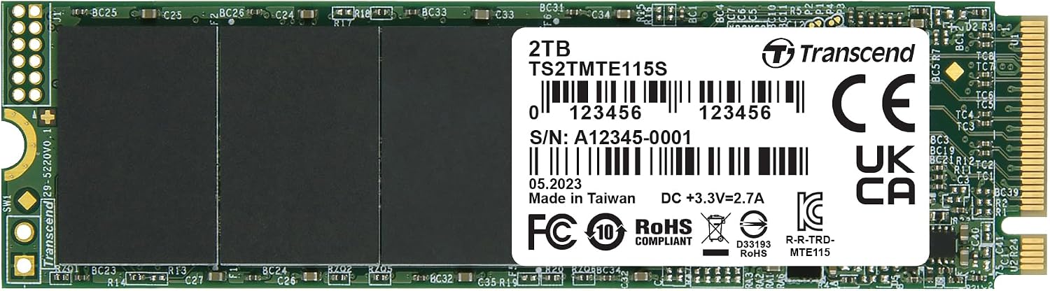 ترانسێند دیسکی SSD ـی 115S بە قەبارەی 2 تێرابایت و تەکنەلۆژیای NVMe color option