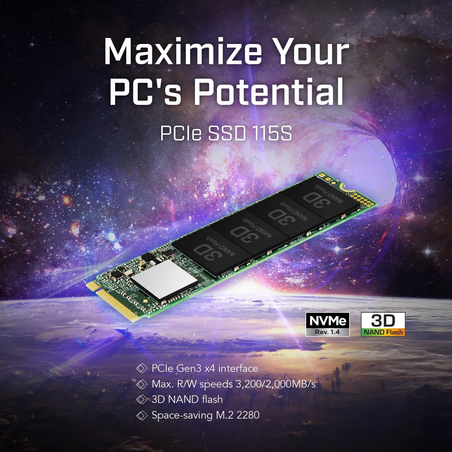ترانسێند دیسکی SSD ـی 115S بە قەبارەی 2 تێرابایت و تەکنەلۆژیای NVMe