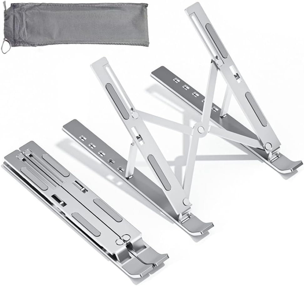 Adjustable Aluminum Laptop Stand – Silver color option