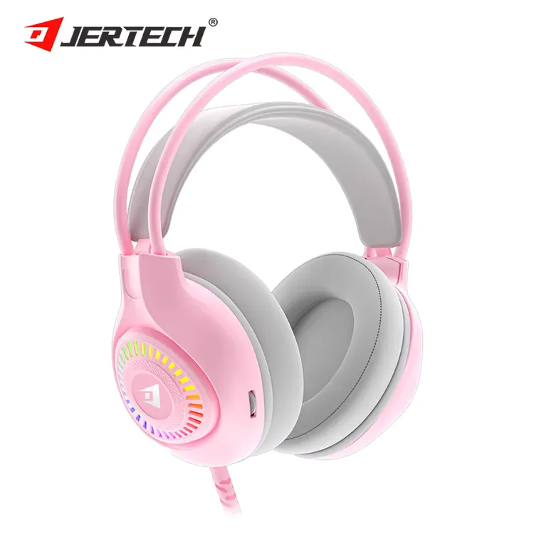 JERTECH Gaming Headset – HG01 USB RGB with Microphone – pink color option