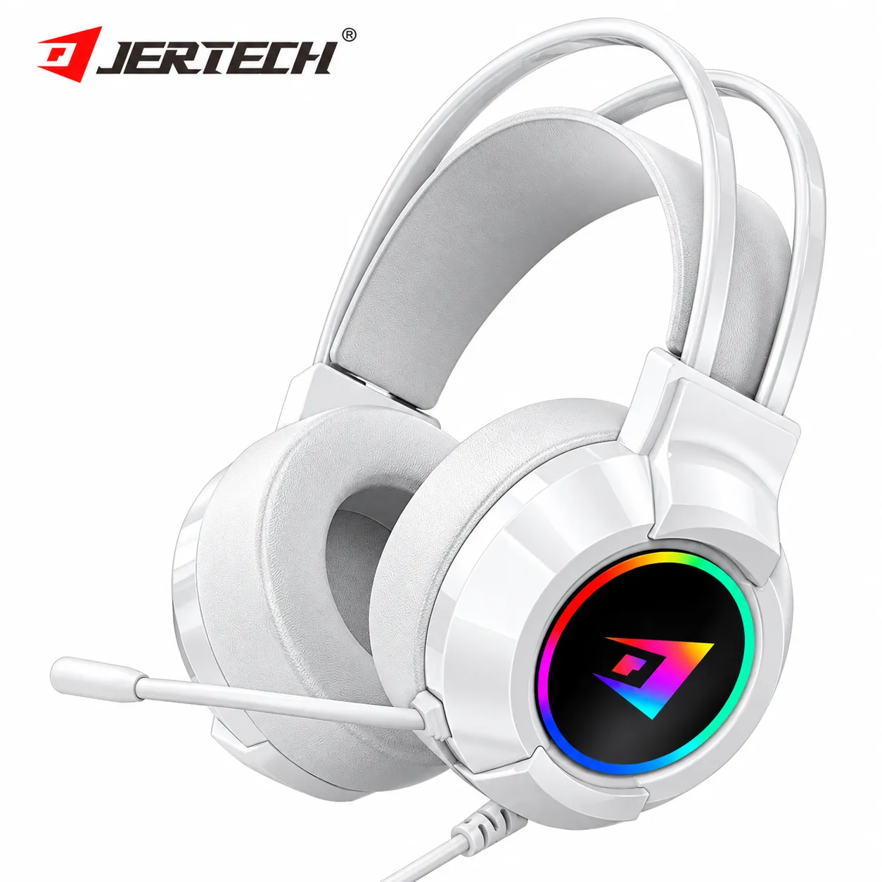 JERTECH Gaming Headset – HG03 USB RGB with Microphone – Over-Ear – white color option