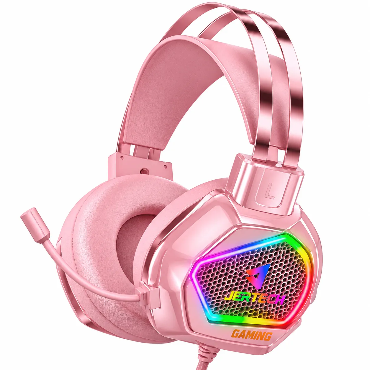 سماعة ألعاب JERTECH HG02 بإضاءة RGB – 3.5 ملم + USB-وردی