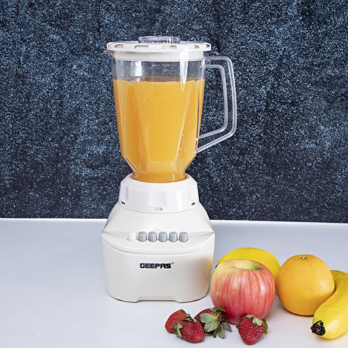 Geepas GSB5362 2-in-1 Blender – 1.5L Plastic Jar – 400W Motor – 4 Speed Control with Pulse – Overheat Protection – Chopper, Coffee Grinder & Smoothie Maker