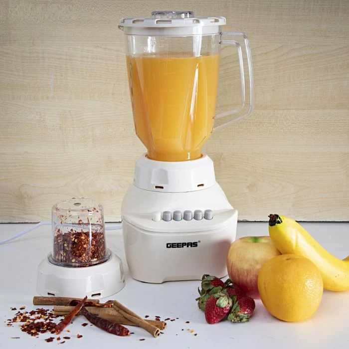 Geepas GSB5362 2-in-1 Blender – 1.5L Plastic Jar – 400W Motor – 4 Speed Control with Pulse – Overheat Protection – Chopper, Coffee Grinder & Smoothie Maker