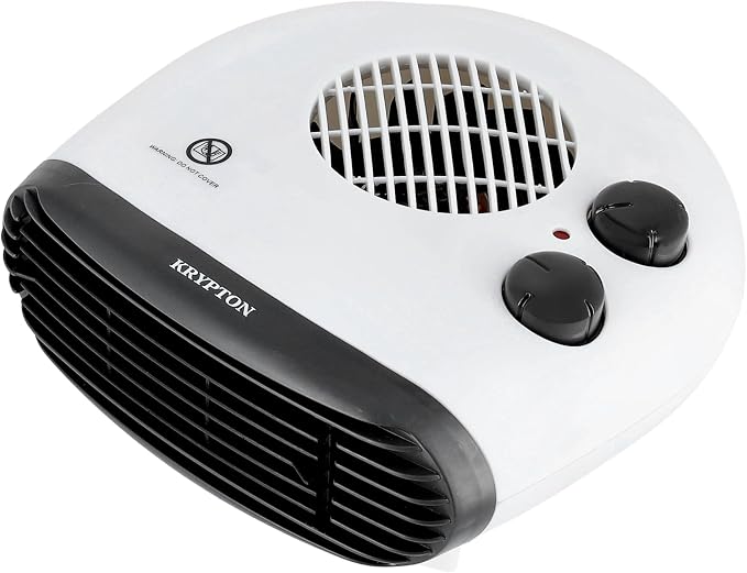 KRYPTON Fan Heater – 2 Heating Powers -Overheat Protection -Cool/Warm/Hot Air Selection -Adjustable Thermostat