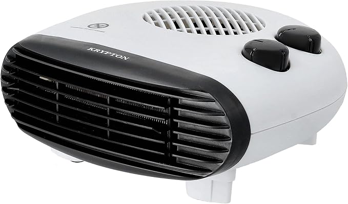 KRYPTON Fan Heater – 2 Heating Powers -Overheat Protection -Cool/Warm/Hot Air Selection -Adjustable Thermostat