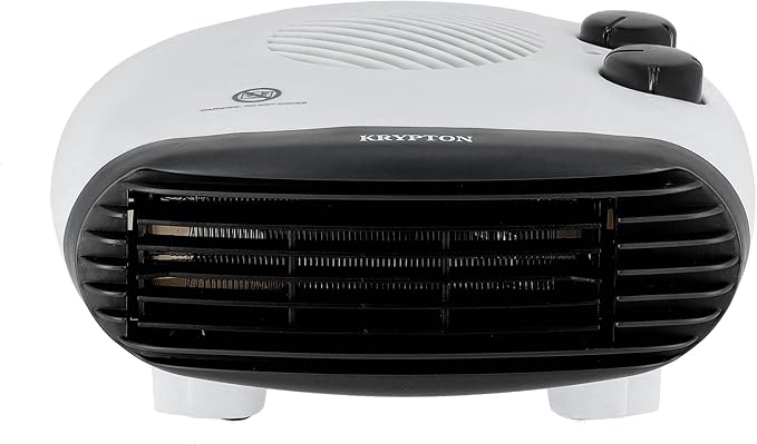 KRYPTON Fan Heater – 2 Heating Powers -Overheat Protection -Cool/Warm/Hot Air Selection -Adjustable Thermostat