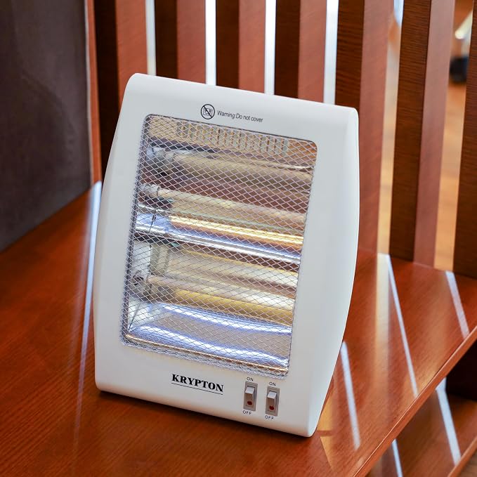 Krypton Quartz Heater -Long-Lasting & Even Heating -Safety Tip-Over Protection -Quartz Tubes -2 Heat Settings 220–240V -50–60Hz -800W