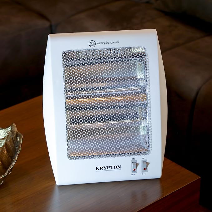 Krypton Quartz Heater -Long-Lasting & Even Heating -Safety Tip-Over Protection -Quartz Tubes -2 Heat Settings 220–240V -50–60Hz -800W