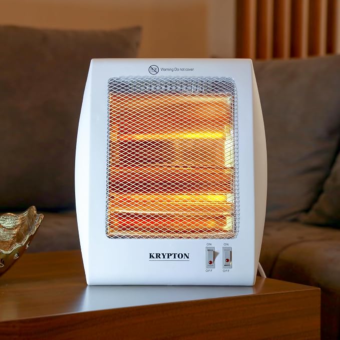 Krypton Quartz Heater -Long-Lasting & Even Heating -Safety Tip-Over Protection -Quartz Tubes -2 Heat Settings 220–240V -50–60Hz -800W