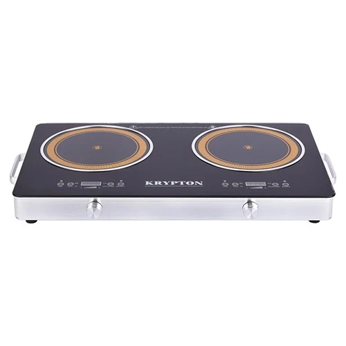 Krypton Digital Double Infrared Cooker KNIC6428 – 3600W Power, Double Cooking Hob, Touch & Knob Control, 9 Cooking Levels, Premium Glass Cooktop, Advanced Safety Protection, Digital LED Display – Black