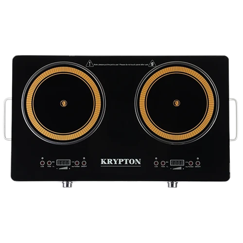 Krypton Digital Double Infrared Cooker KNIC6428 – 3600W Power, Double Cooking Hob, Touch & Knob Control, 9 Cooking Levels, Premium Glass Cooktop, Advanced Safety Protection, Digital LED Display – Black