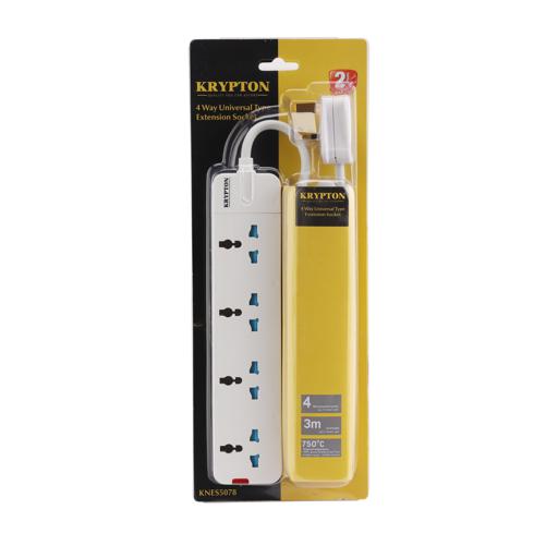 Krypton 4-Way Universal Type Extension Socket - 3 Meter color option