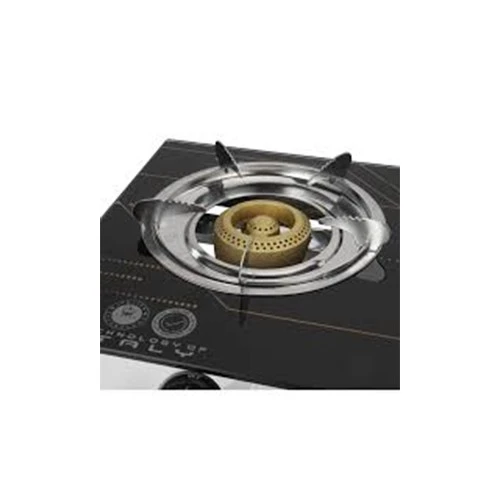 Krypton KNGC6571 Double Burner Gas Cooker | Glass Top Panel | Stainless Steel Tray and Frame | Double Brass Burners | Low Energy Consumption | Automatic Ignition System | LPG Gas Stove | Black | 2 Years Warranty