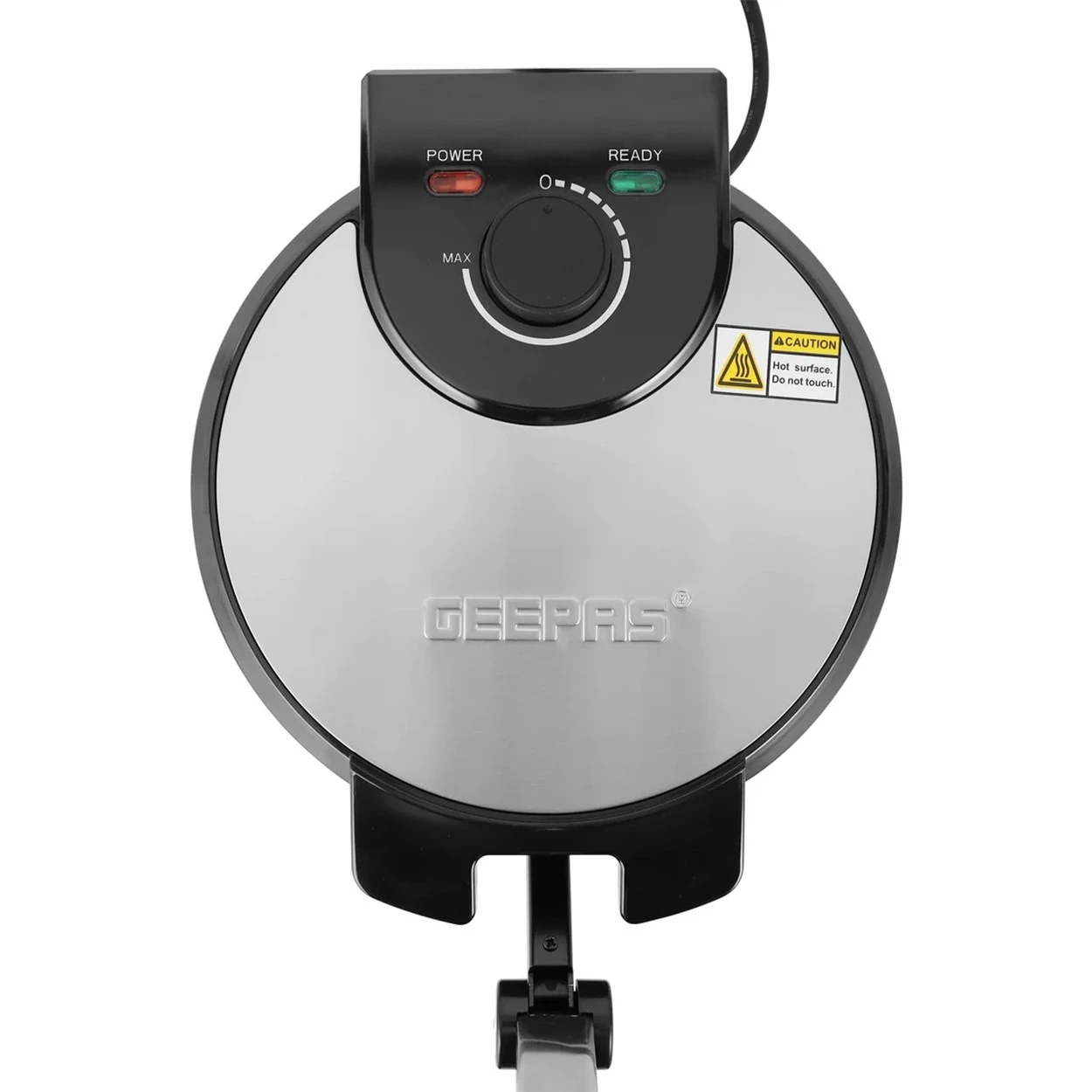 Geepas Chapathi Maker GCM6125 | 1200W | 10-Inch Cooking Surface | Non-Stick Plates | Automatic Temperature Control | Overheat Protection | Skid-Resistant Feet | Silver & Black