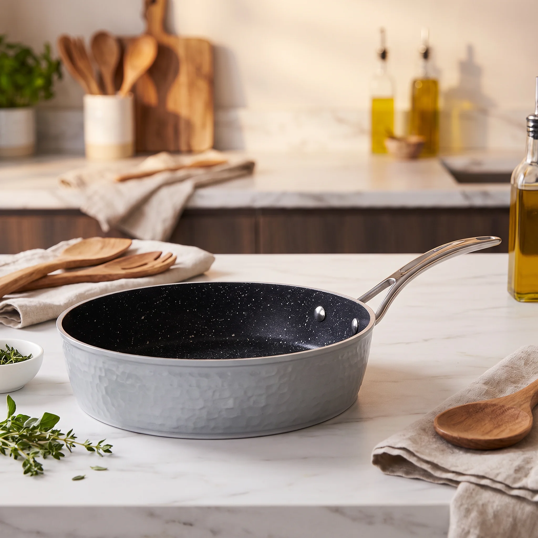 9-Piece Ceramic Non-Stick Cookware Set with Glass Lids – silver