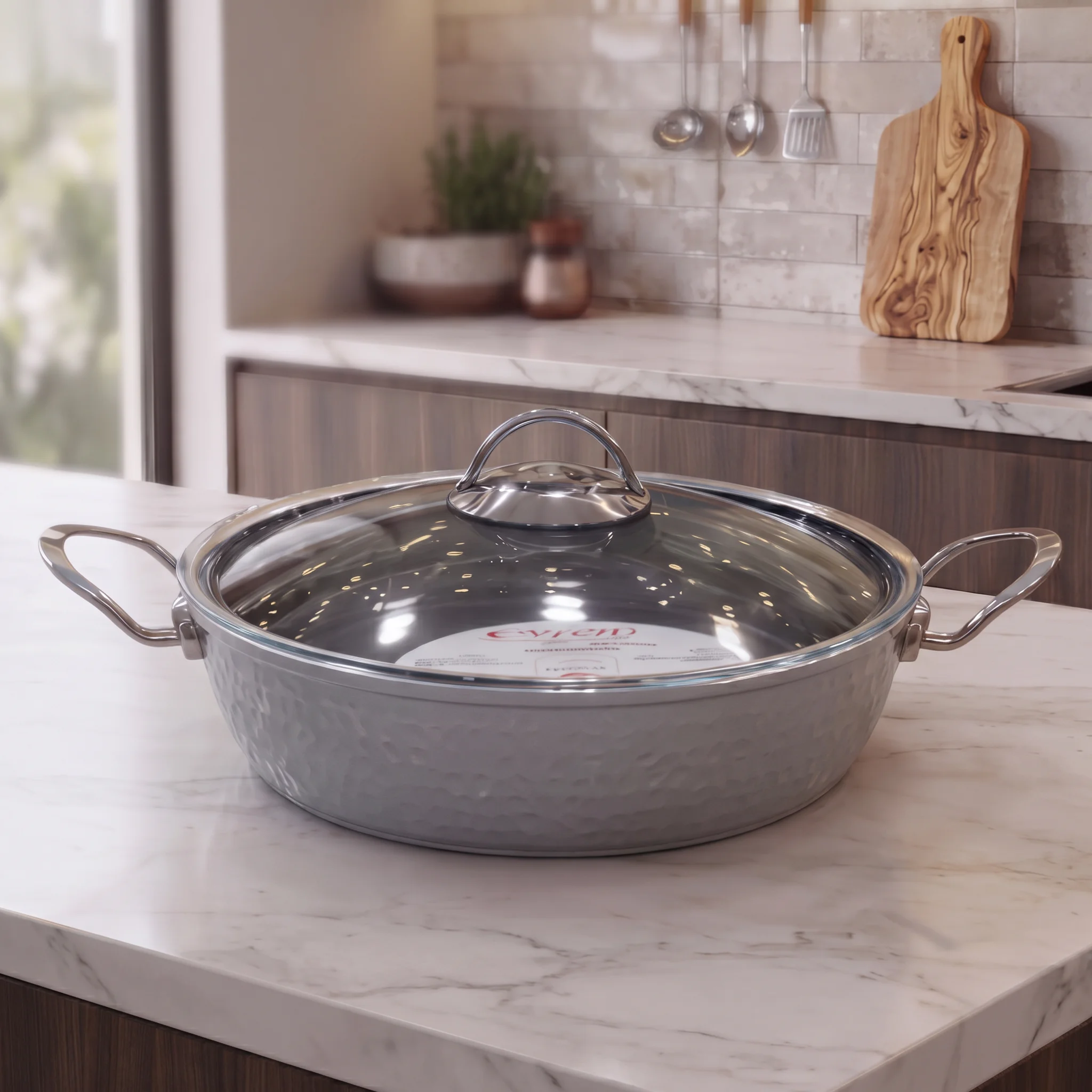 9-Piece Ceramic Non-Stick Cookware Set with Glass Lids – silver