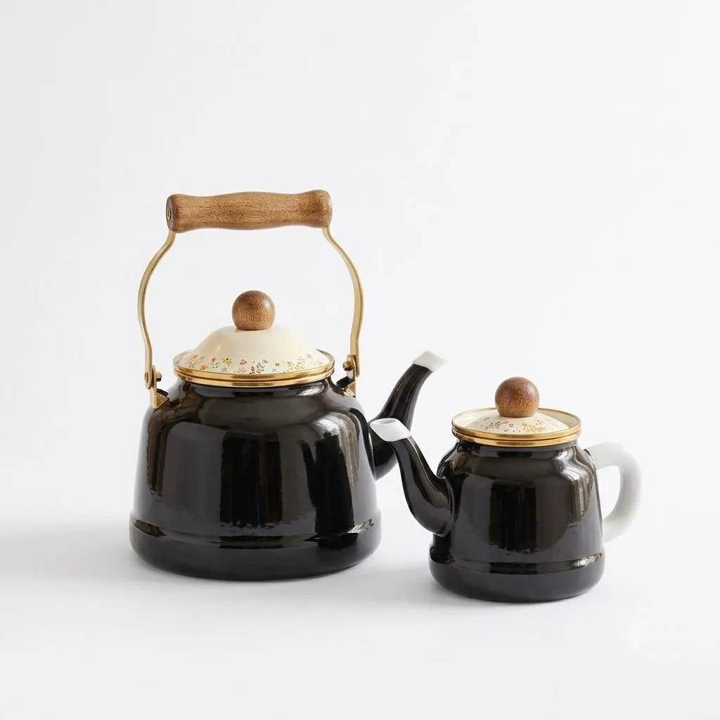 Double Turkish Tea Kettle & Teapot Set – 2.5L + 1L – Black