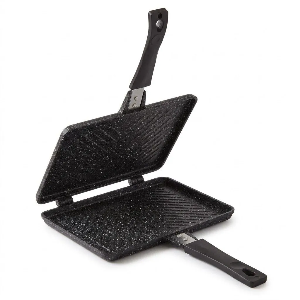 Double-Sided Non-Stick Grill Pan with Long Handles – Black