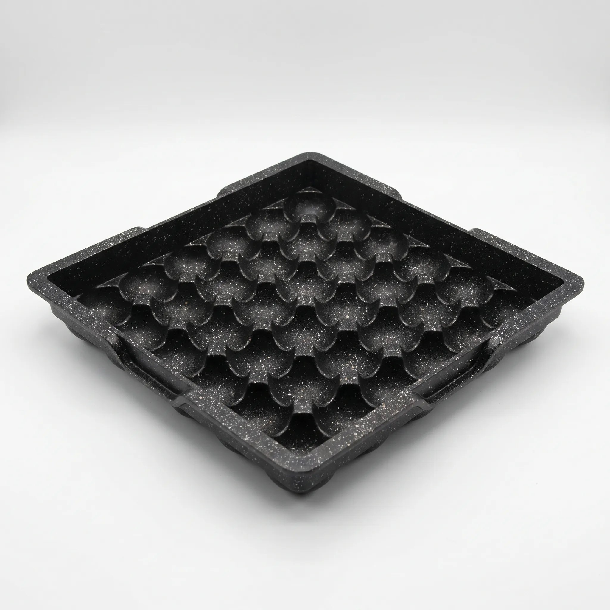 Square Granite Cake Mold with Multiple Ball-Shaped Cavities – Black