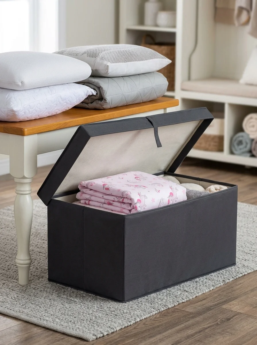 Fabric Storage Box with Lid – Black –50 × 40 × 30 cm color option