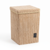 Fabric Laundry Basket with Lid – Ribbed Design – Beige – 33 × 33 × 53 cm
