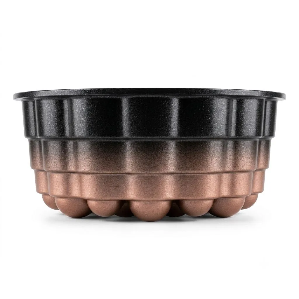 Deep Round Granite Cake Mold with Ball-Shaped Design – Black