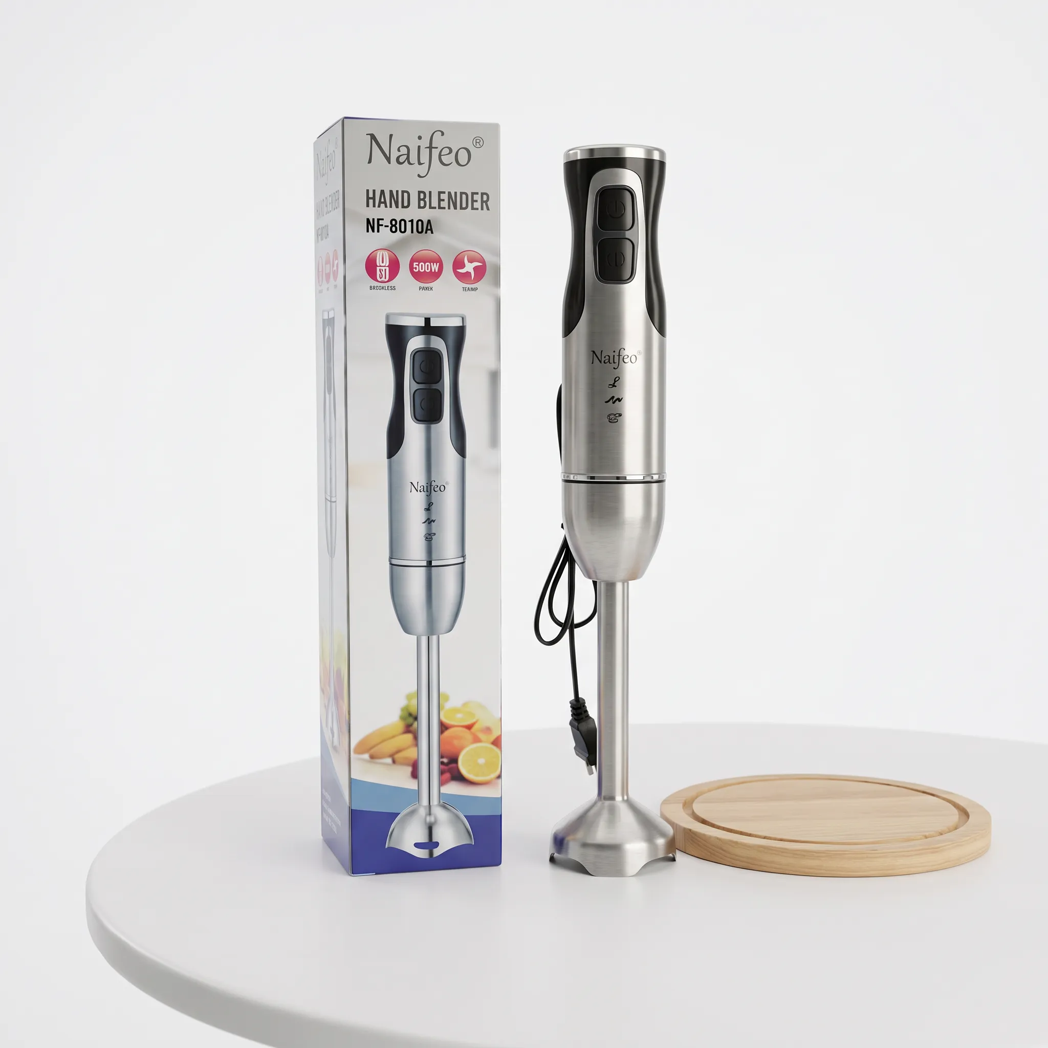 Naifeo Hand Blender NF-8010A – 500W – Stainless Steel – Silver & Black