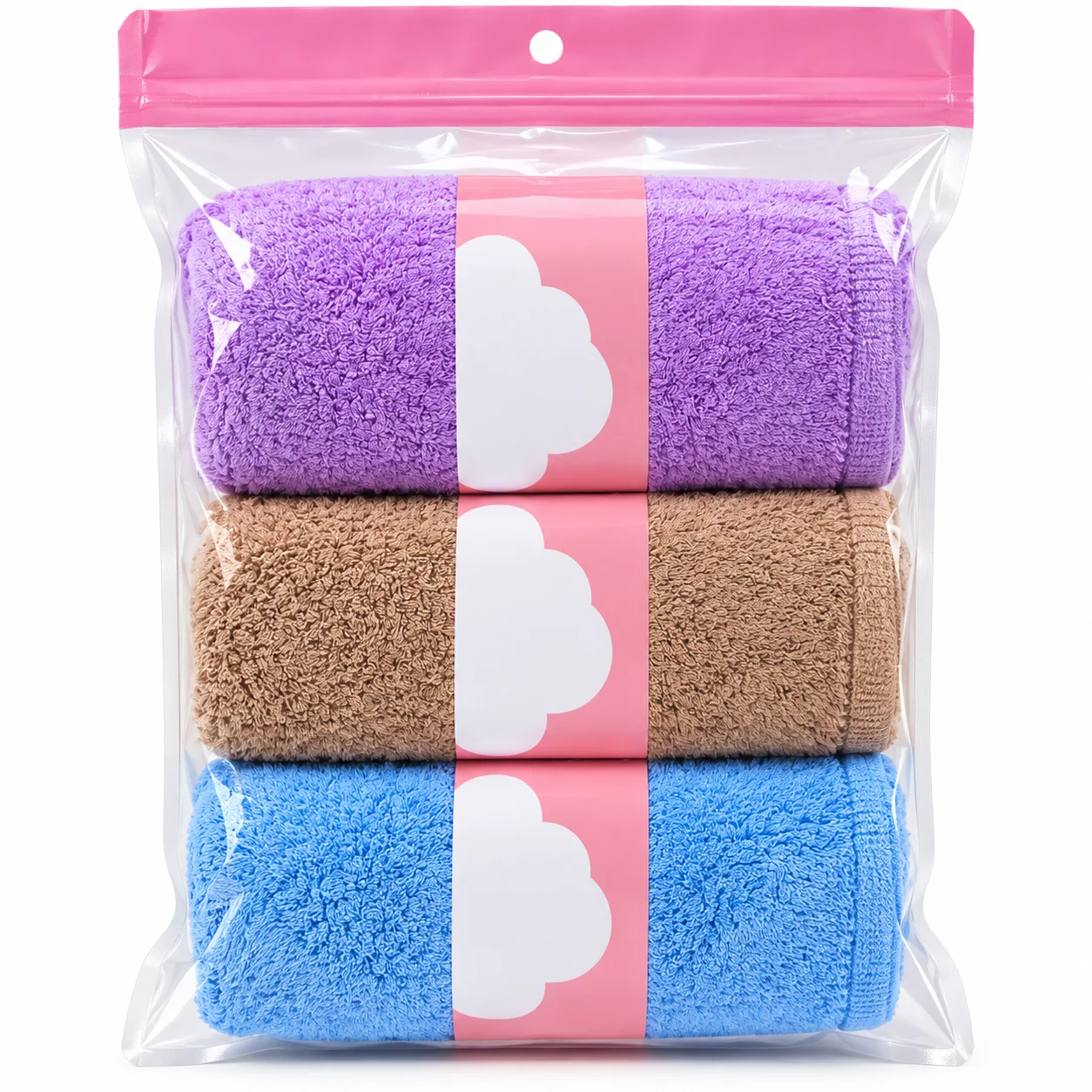 3-Piece Soft Microfiber Towel Set – Purple, Brown & Blue – Pack of 3 color option