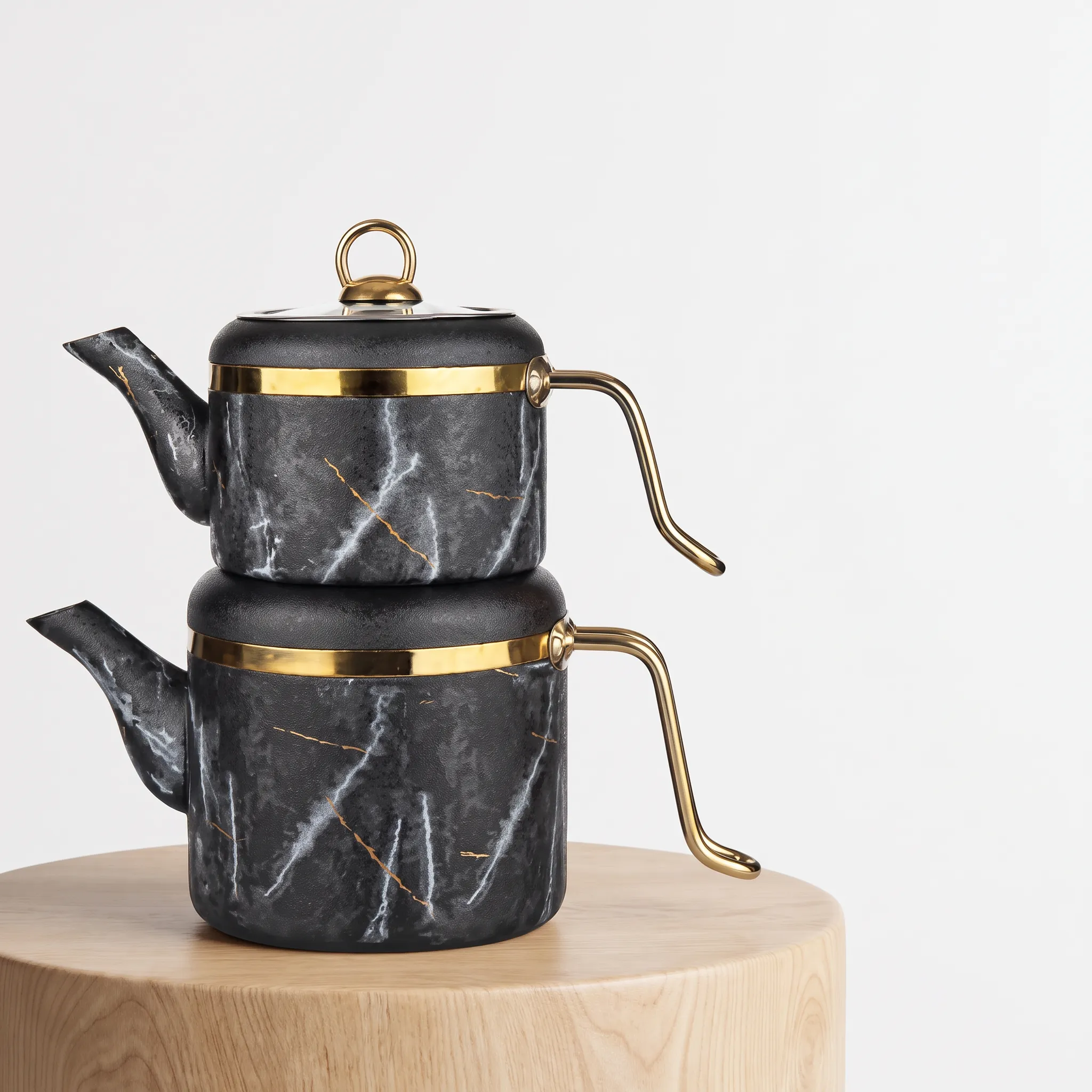 Ozlife Marble Pattern Teapot – Black & Gold color option